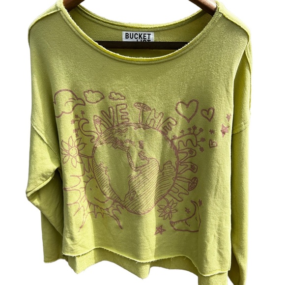 *NWOT* BUCKETLIST Distressed Pullover Sweatshirt - Picture 6 of 6